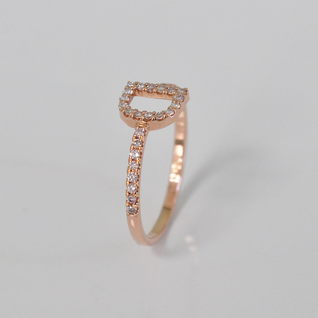 Letter D rose gold Diamonds Ring
