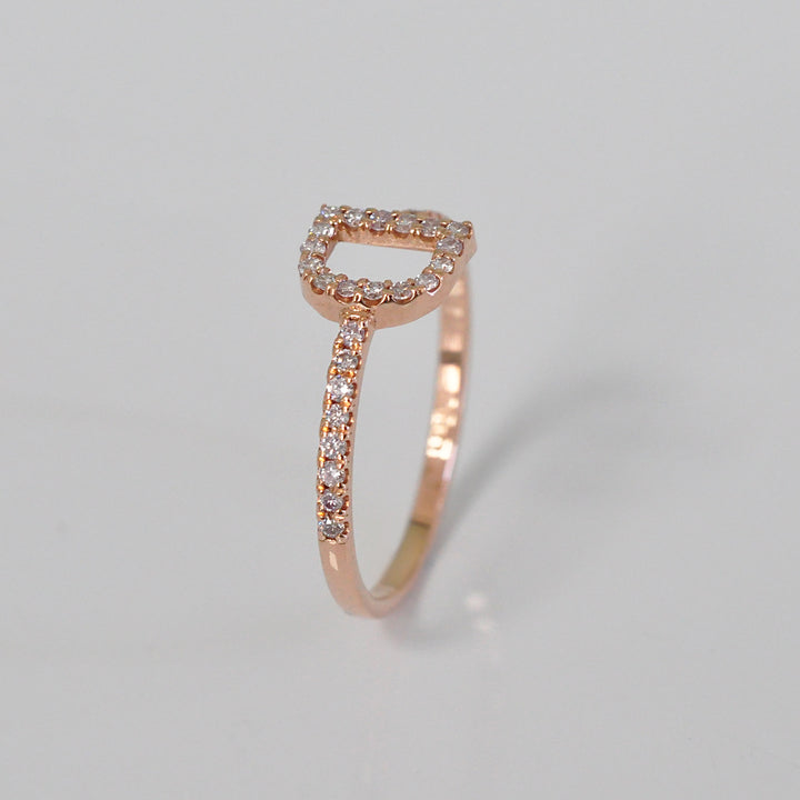 Letter D rose gold Diamonds Ring
