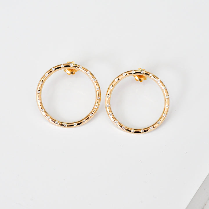 yellow gold Diamonds circle Earrings
