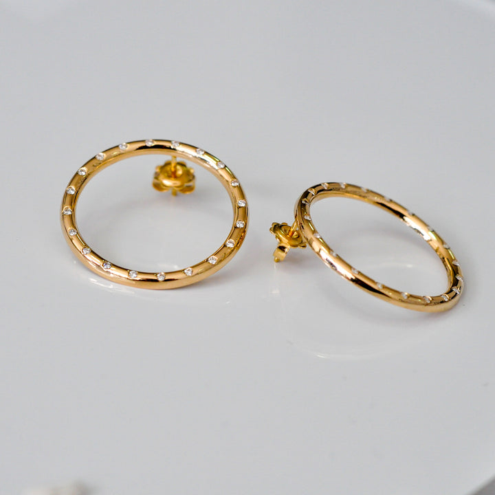 yellow gold Diamonds circle Earrings