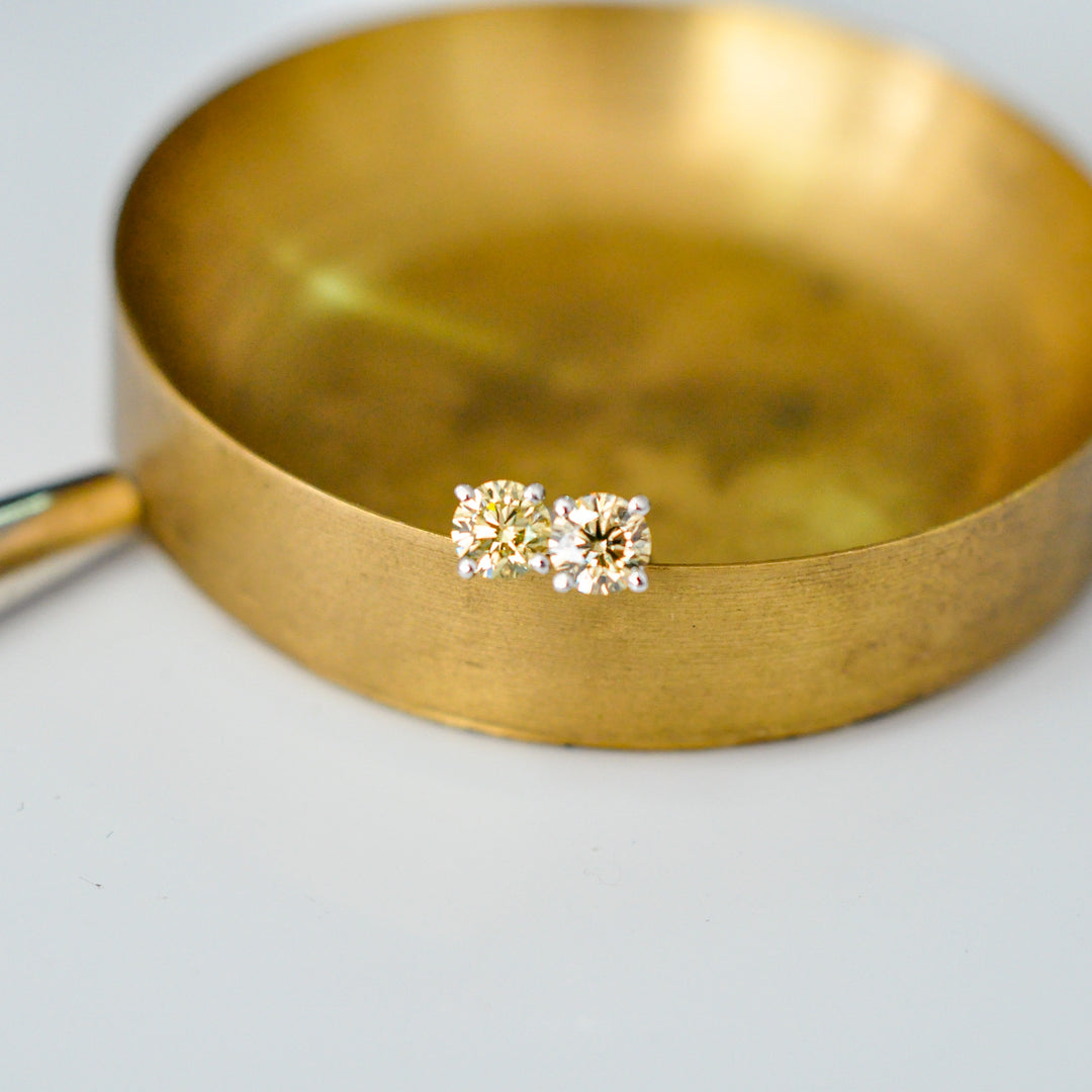 fancy yellow brown Stud Earrings