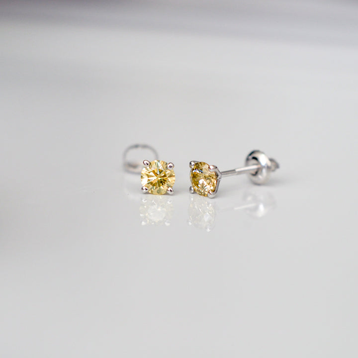 fancy yellow brown Stud Earrings