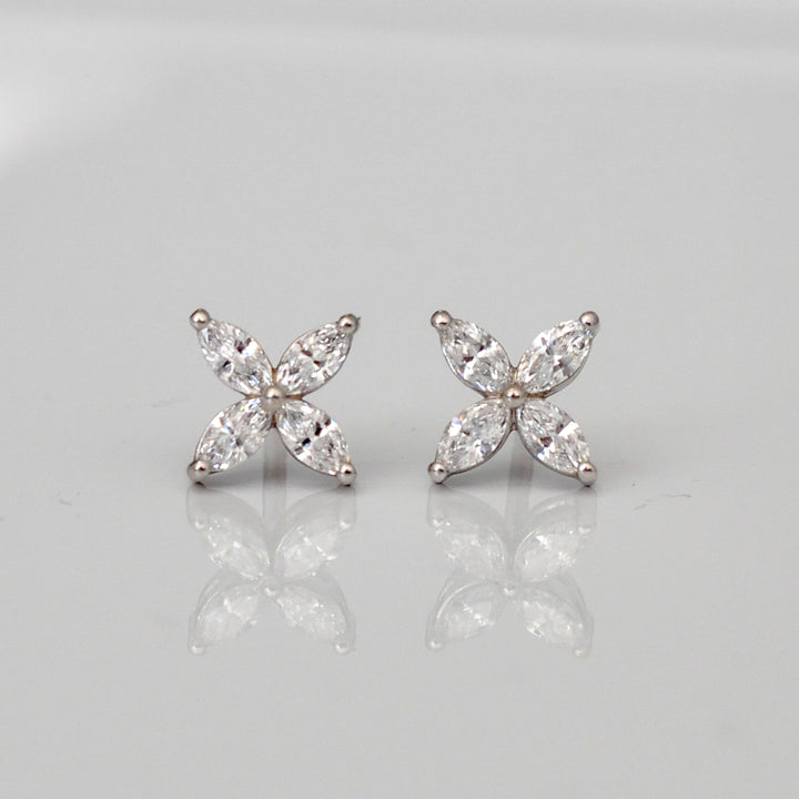 Marquise cut DIAMONDS FLOWER SHAPE EARRINGS