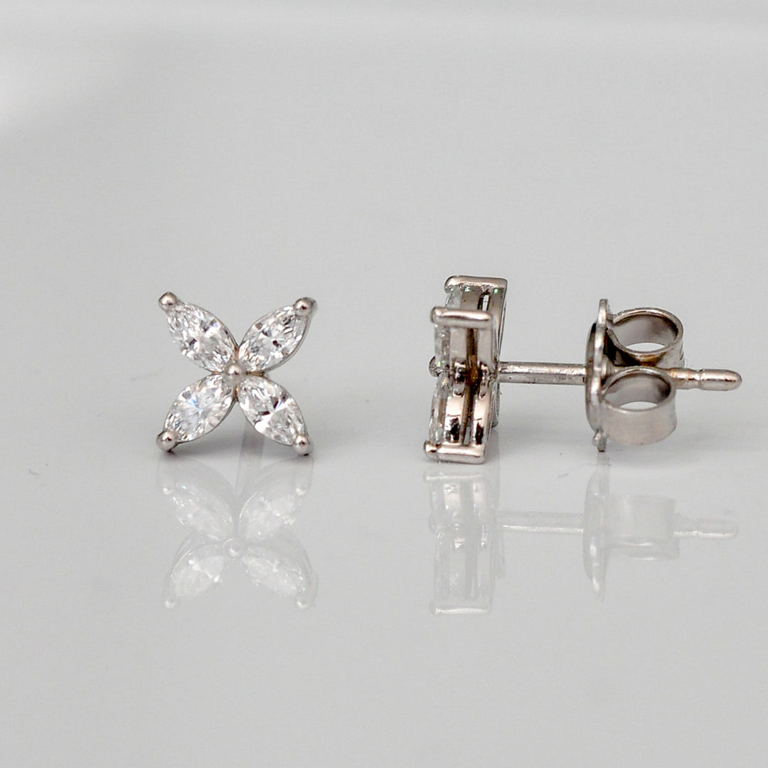 Marquise cut DIAMONDS FLOWER SHAPE EARRINGS