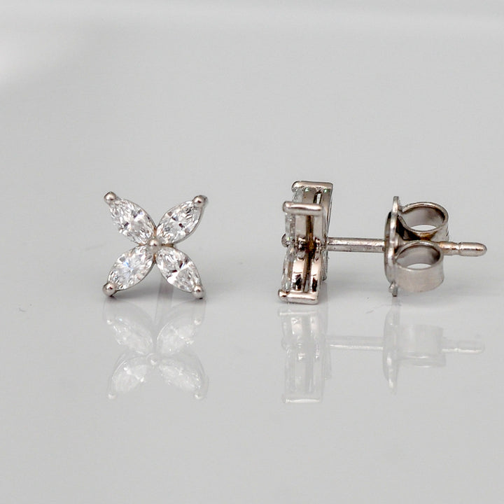 Marquise cut DIAMONDS FLOWER SHAPE EARRINGS