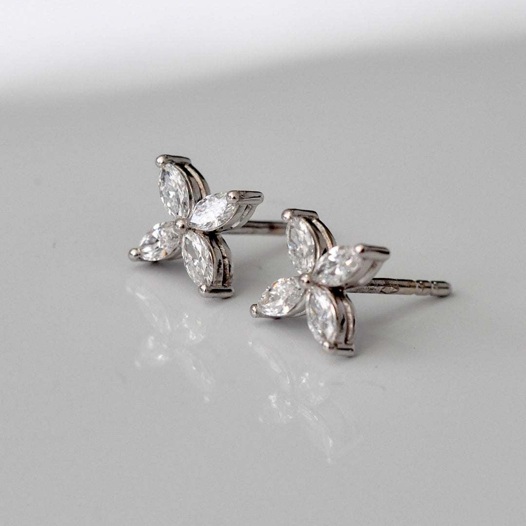 Marquise cut DIAMONDS FLOWER SHAPE EARRINGS