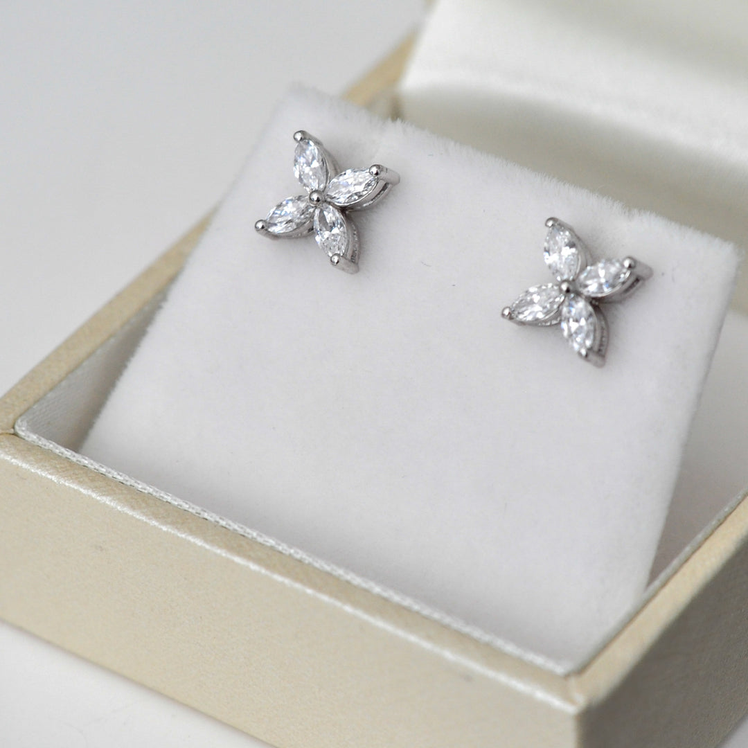 Marquise cut DIAMONDS FLOWER SHAPE EARRINGS