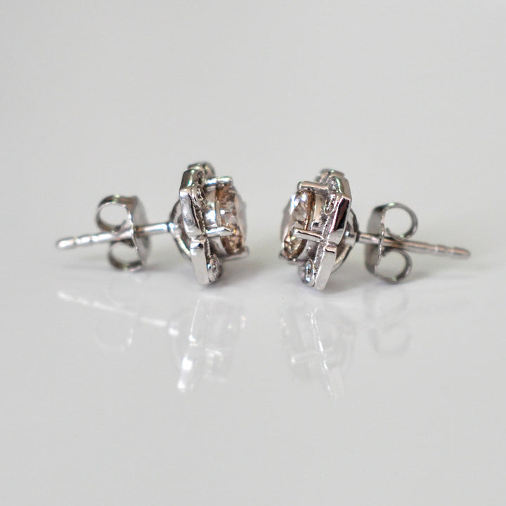 fancy brown &amp; white diamonds vintage style Earrings