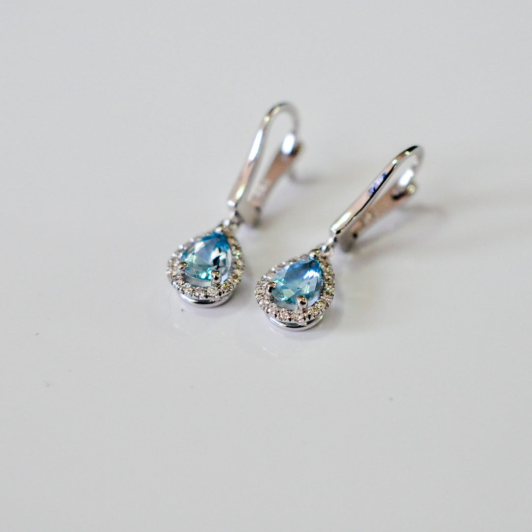 pear shape aquamarine and diamonds Earrings