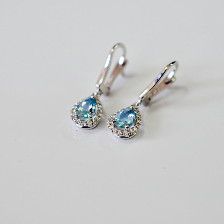 pear shape aquamarine and diamonds Earrings