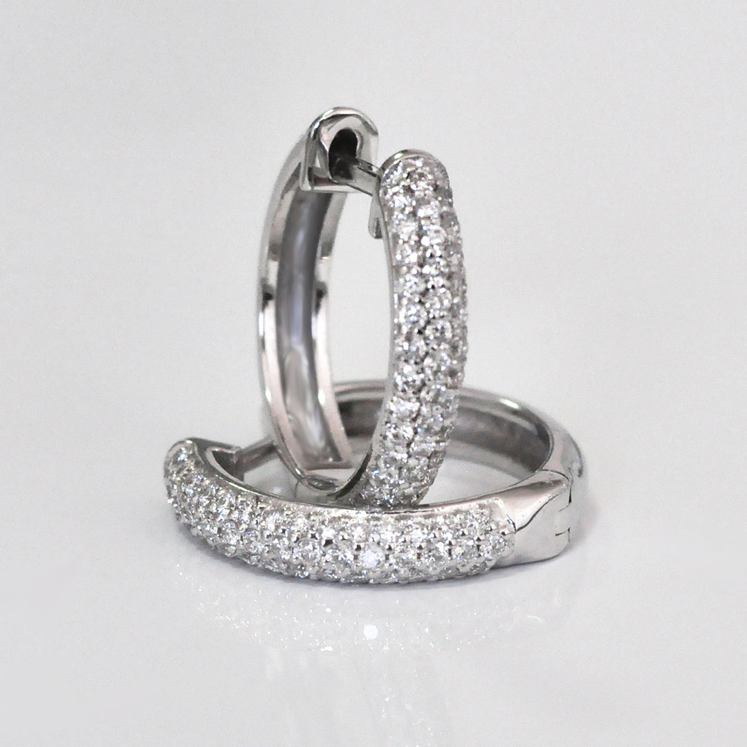12 mm pave Diamonds hoop Earrings
