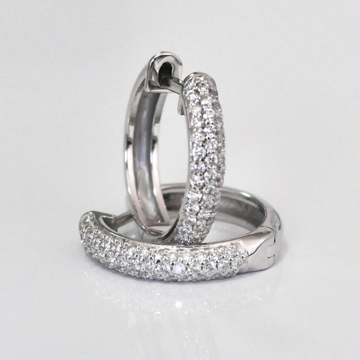 12 mm pave Diamonds hoop Earrings
