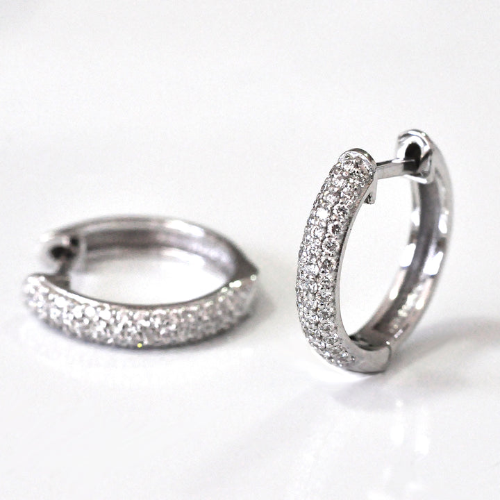 12 mm pave Diamonds hoop Earrings