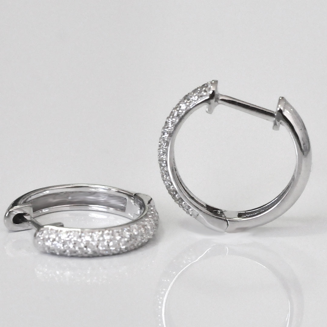 12 mm pave Diamonds hoop Earrings