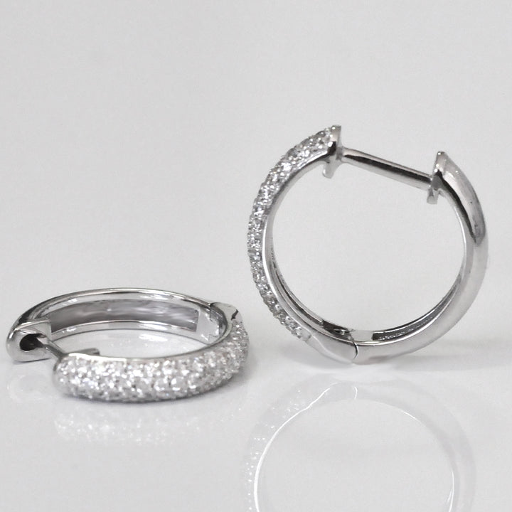 12 mm pave Diamonds hoop Earrings