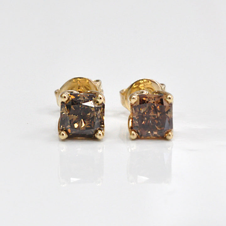 fancy brown cushion cut diamonds (2 ct. tw.) stud earrings