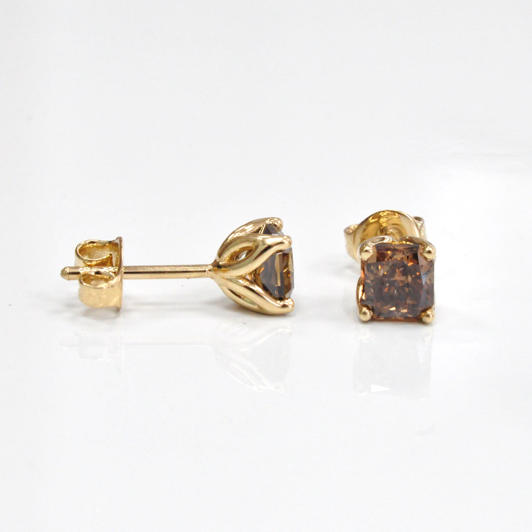 fancy brown cushion cut diamonds (2 ct. tw.) stud earrings