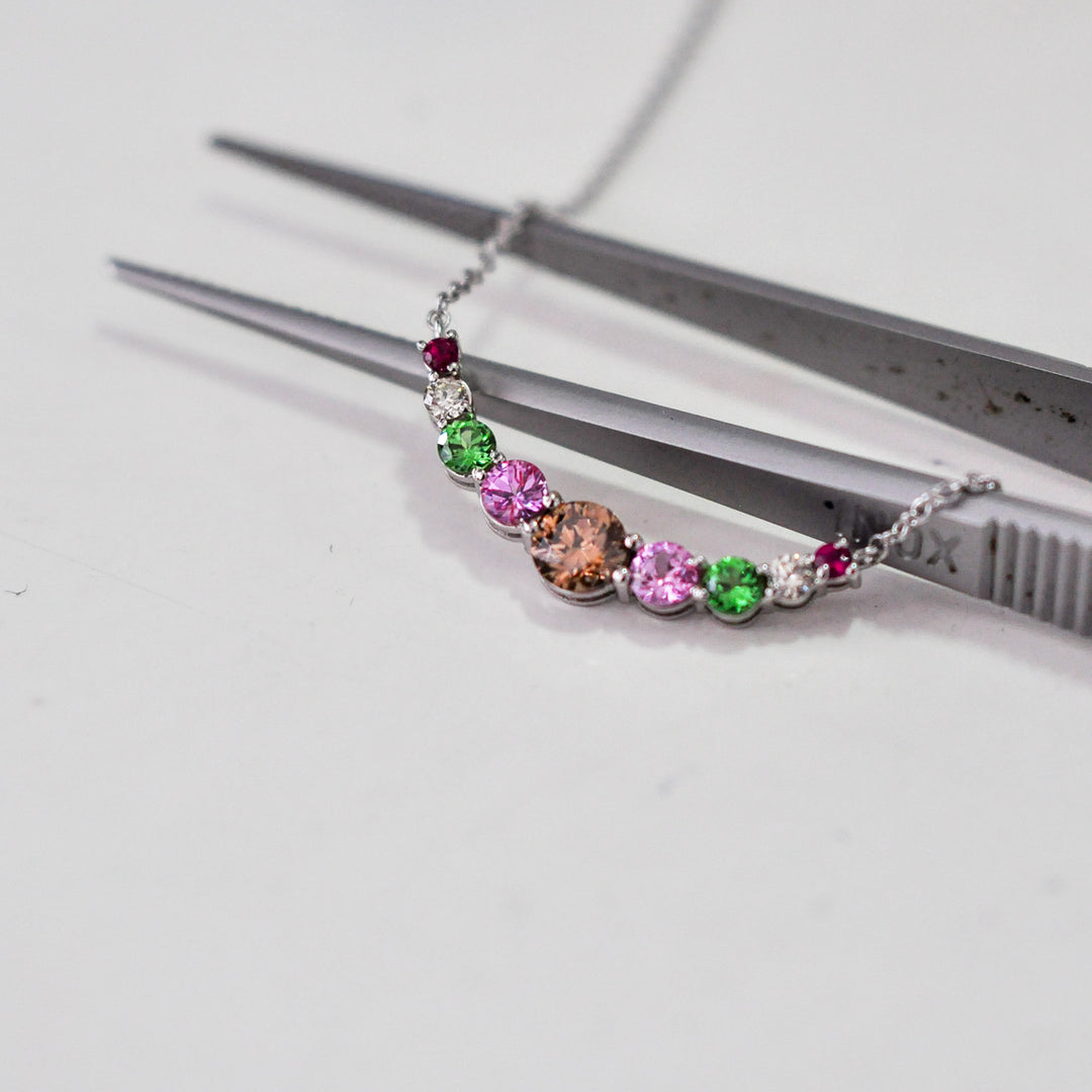 Multicolor gemstones and diamonds Necklace