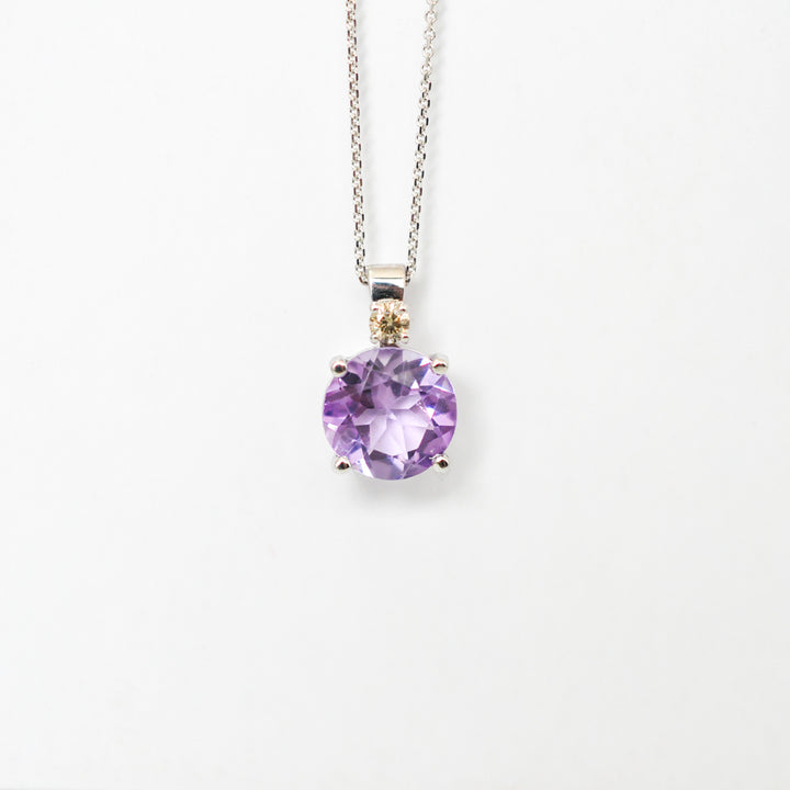 Amethyst Pendant with fancy brown diamond