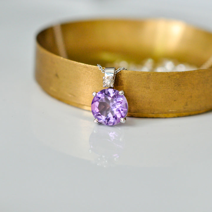 Amethyst Pendant with fancy brown diamond
