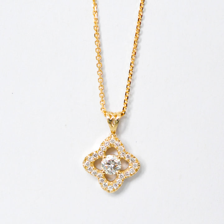 YELLOW GOLD HALO PENDANT