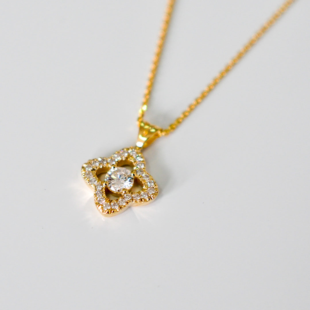 YELLOW GOLD HALO PENDANT
