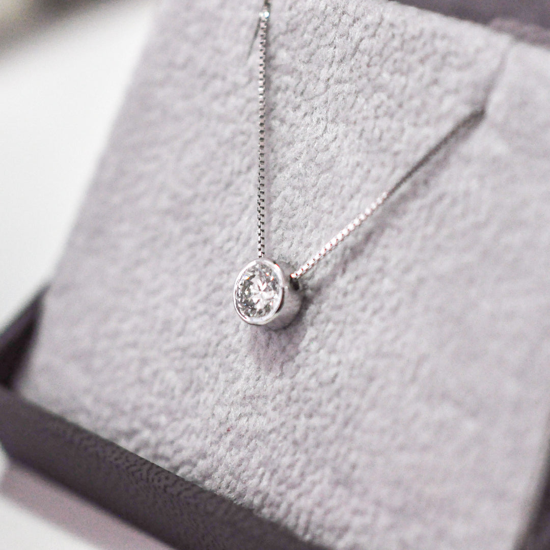 Solitaire Diamond In white Gold Pendant
