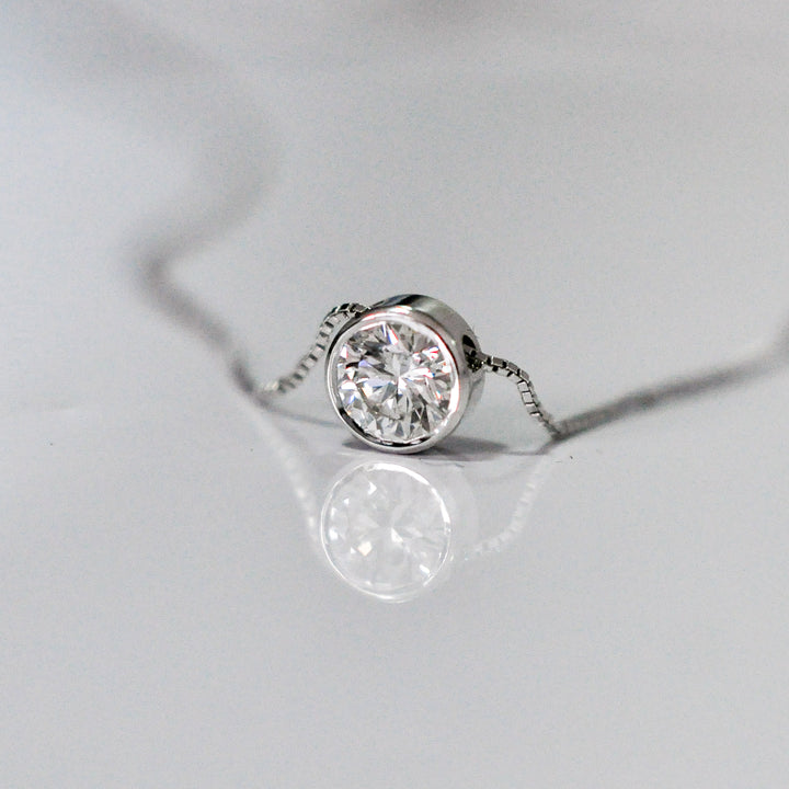 Solitaire Diamond In white Gold Pendant