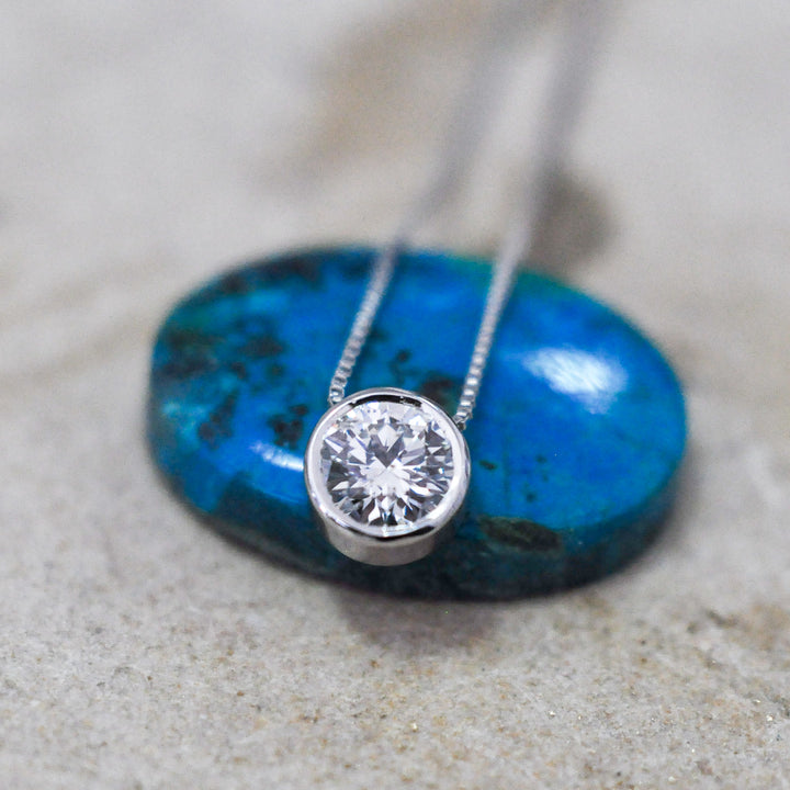 Solitaire Diamond In white Gold Pendant