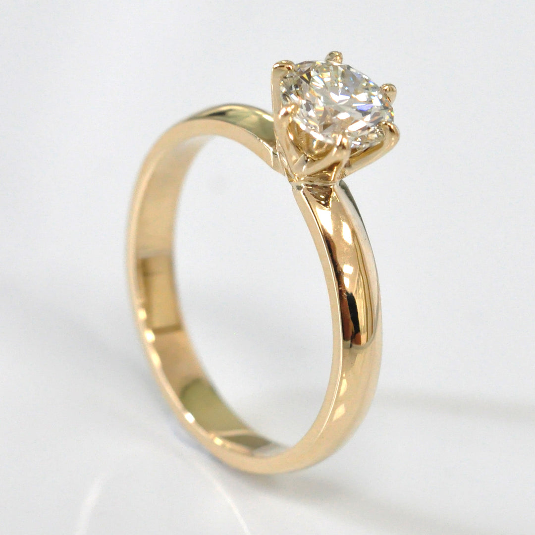 Six Prongs gentle knife edge shank diamond solitaire
