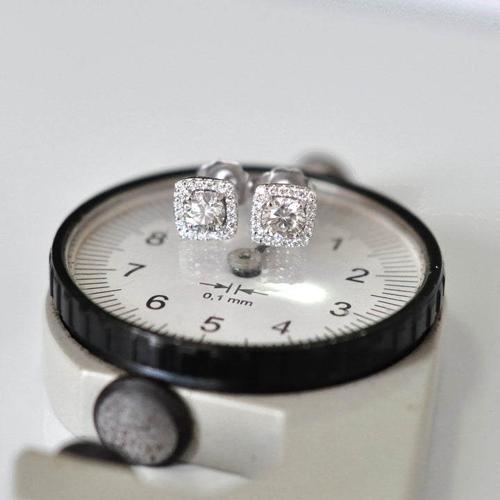 White gold white Diamonds halo Earrings