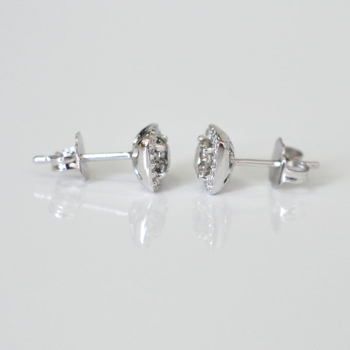 White gold white Diamonds halo Earrings