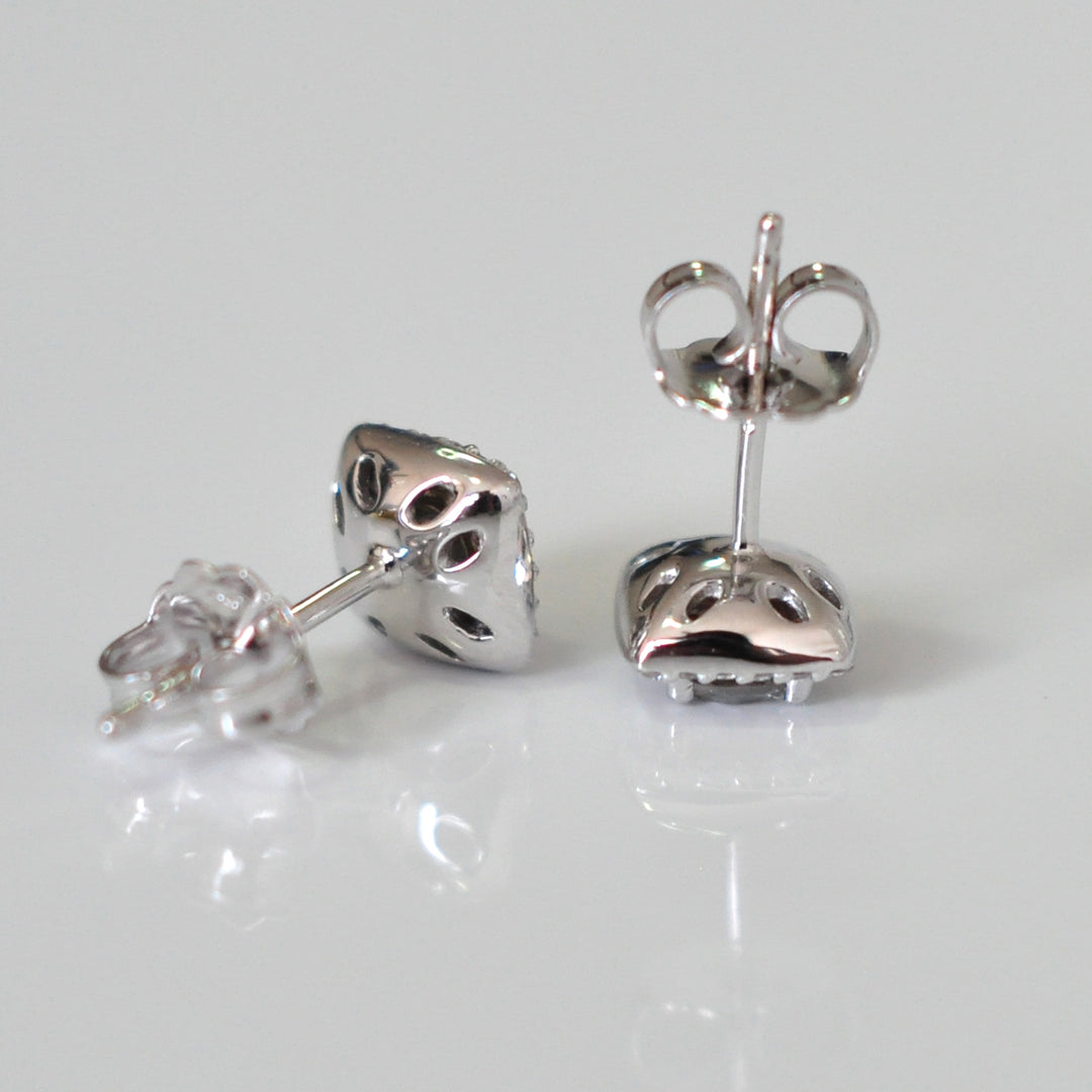 White gold white Diamonds halo Earrings