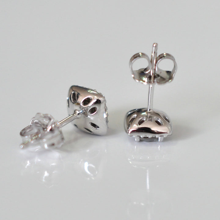 White gold white Diamonds halo Earrings