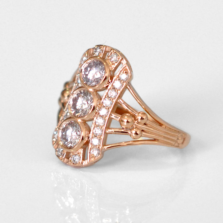 Vintage style Rose Gold Diamonds Ring
