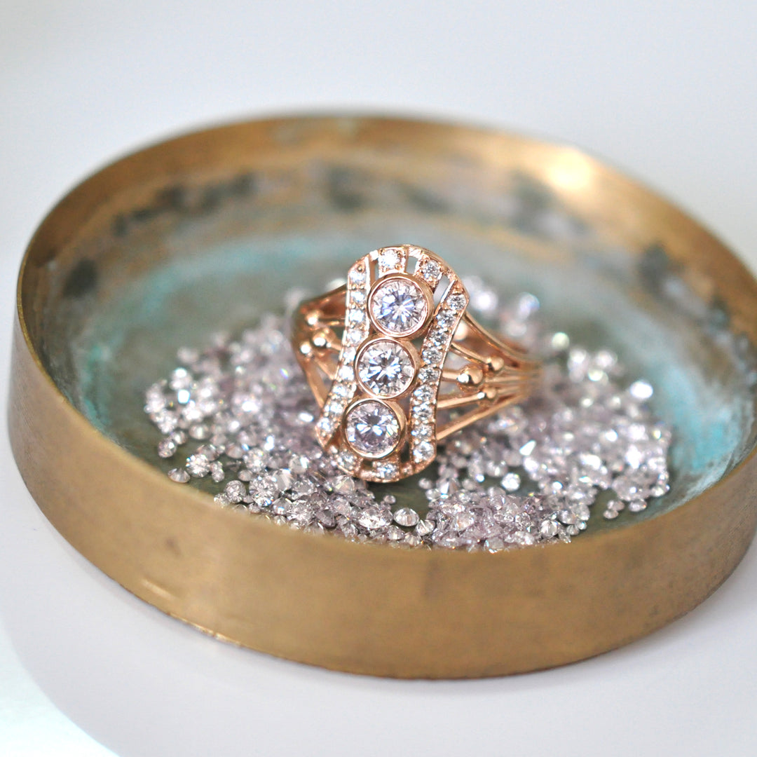Vintage style Rose Gold Diamonds Ring