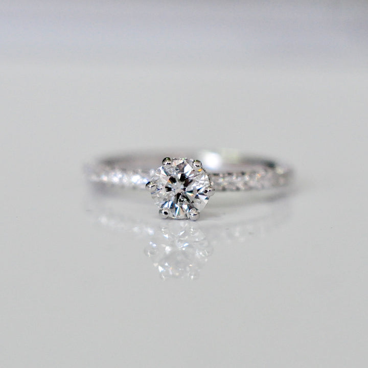 Delicate WHITE GOLD AND DIAMOND 6 prongs engagement Ring