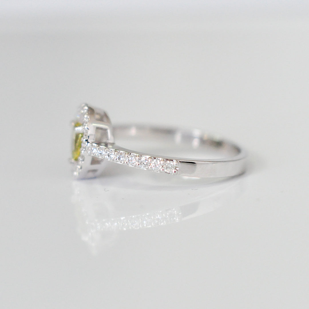 YELLOW SAPPHIRE and diamonds HALO RING