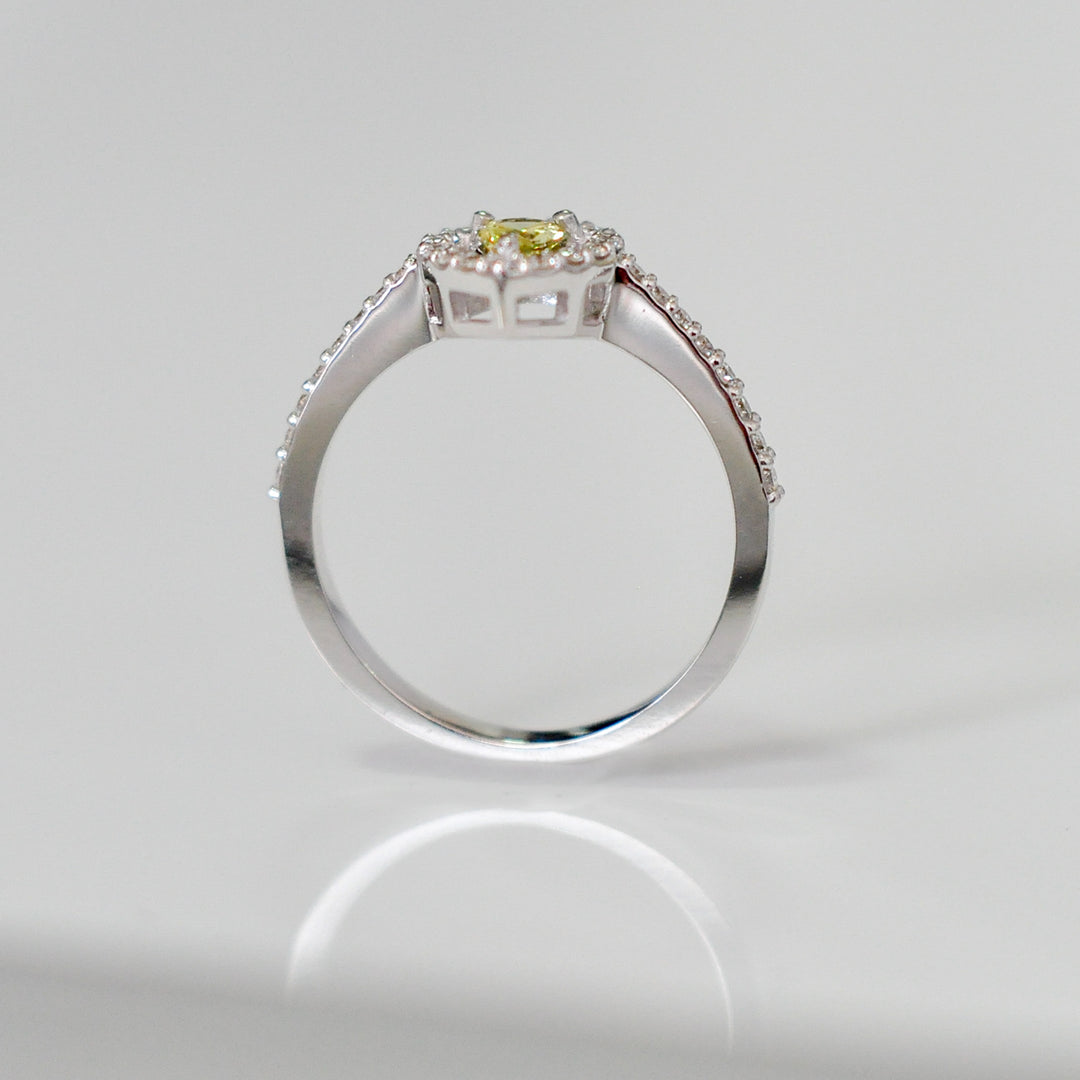 YELLOW SAPPHIRE and diamonds HALO RING