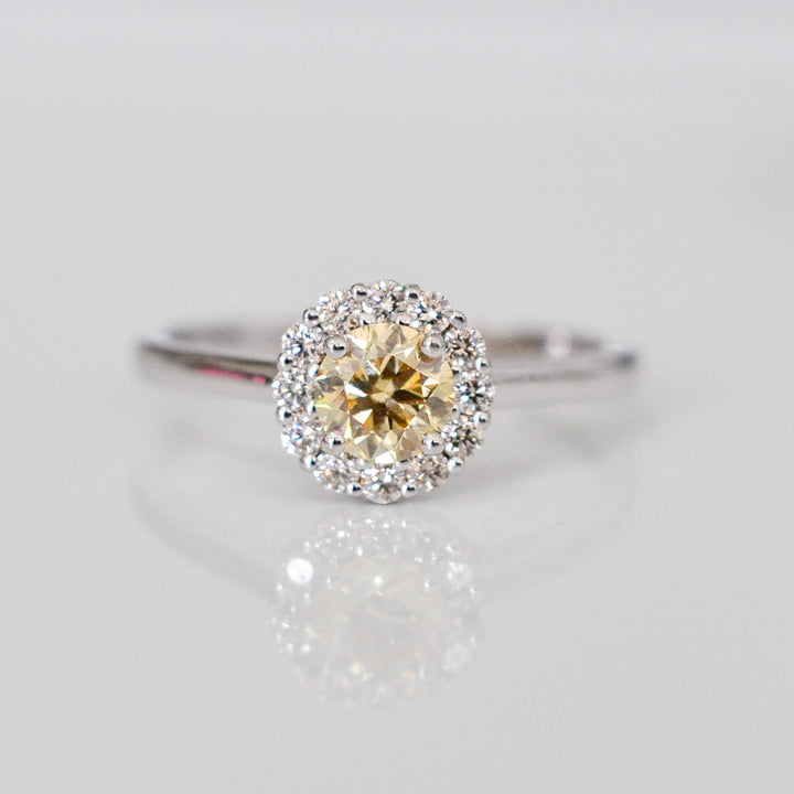 0.5 carat yellow brown diamond Halo RING