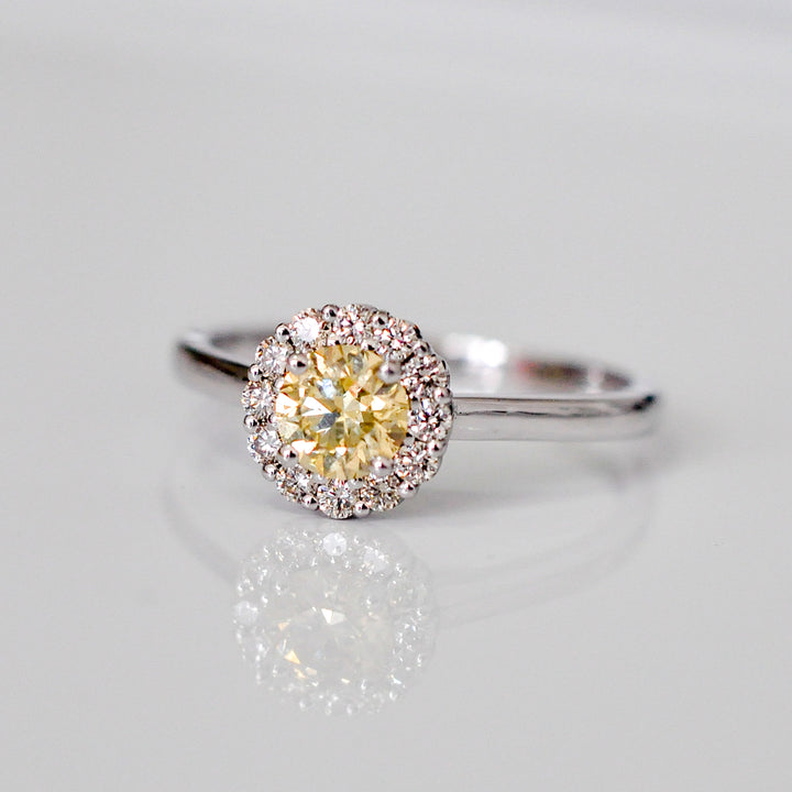 0.5 carat yellow brown diamond Halo RING
