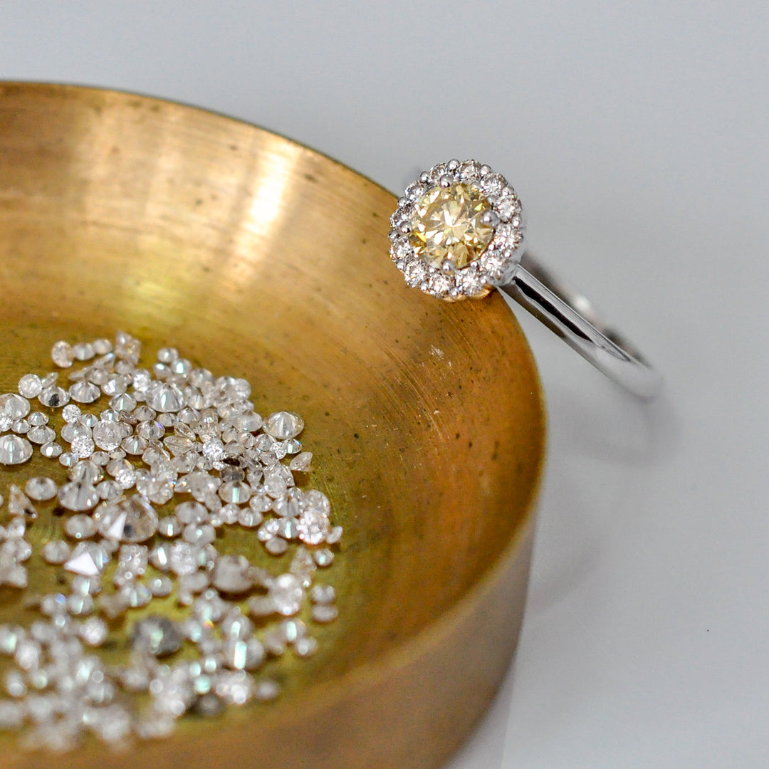 0.5 carat yellow brown diamond Halo RING