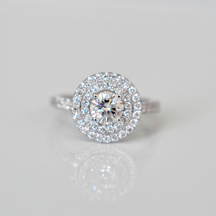 White gold diamonds  (1.4 ct tw) double halo ring
