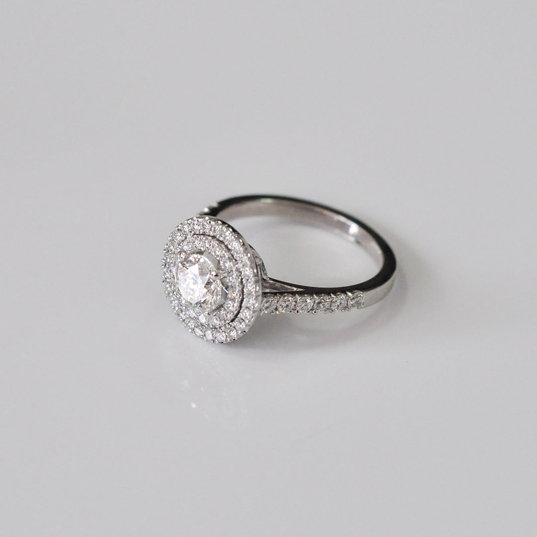 White gold diamonds  (1.4 ct tw) double halo ring