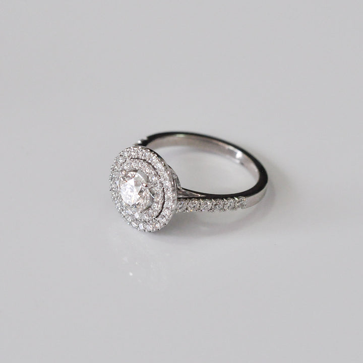 White gold diamonds  (1.4 ct tw) double halo ring