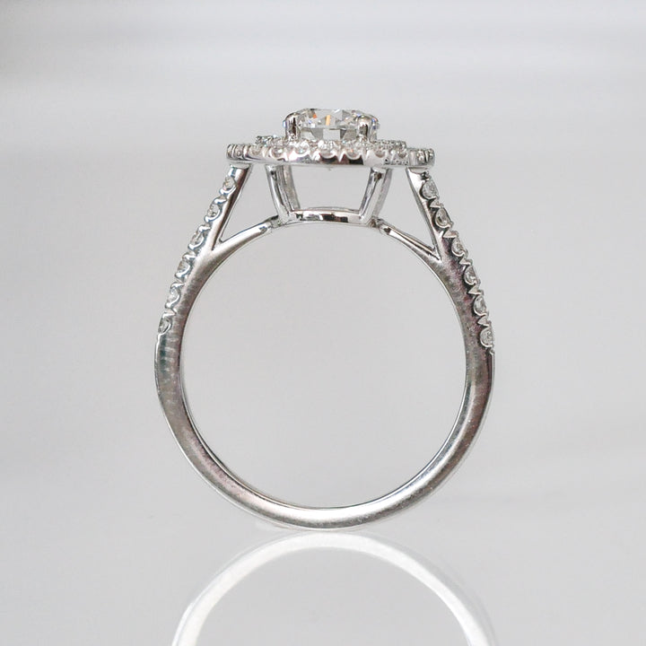 White gold diamonds  (1.4 ct tw) double halo ring