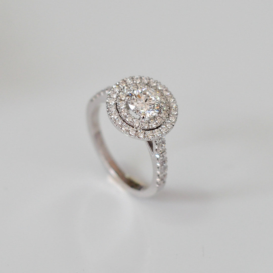 White gold diamonds  (1.4 ct tw) double halo ring