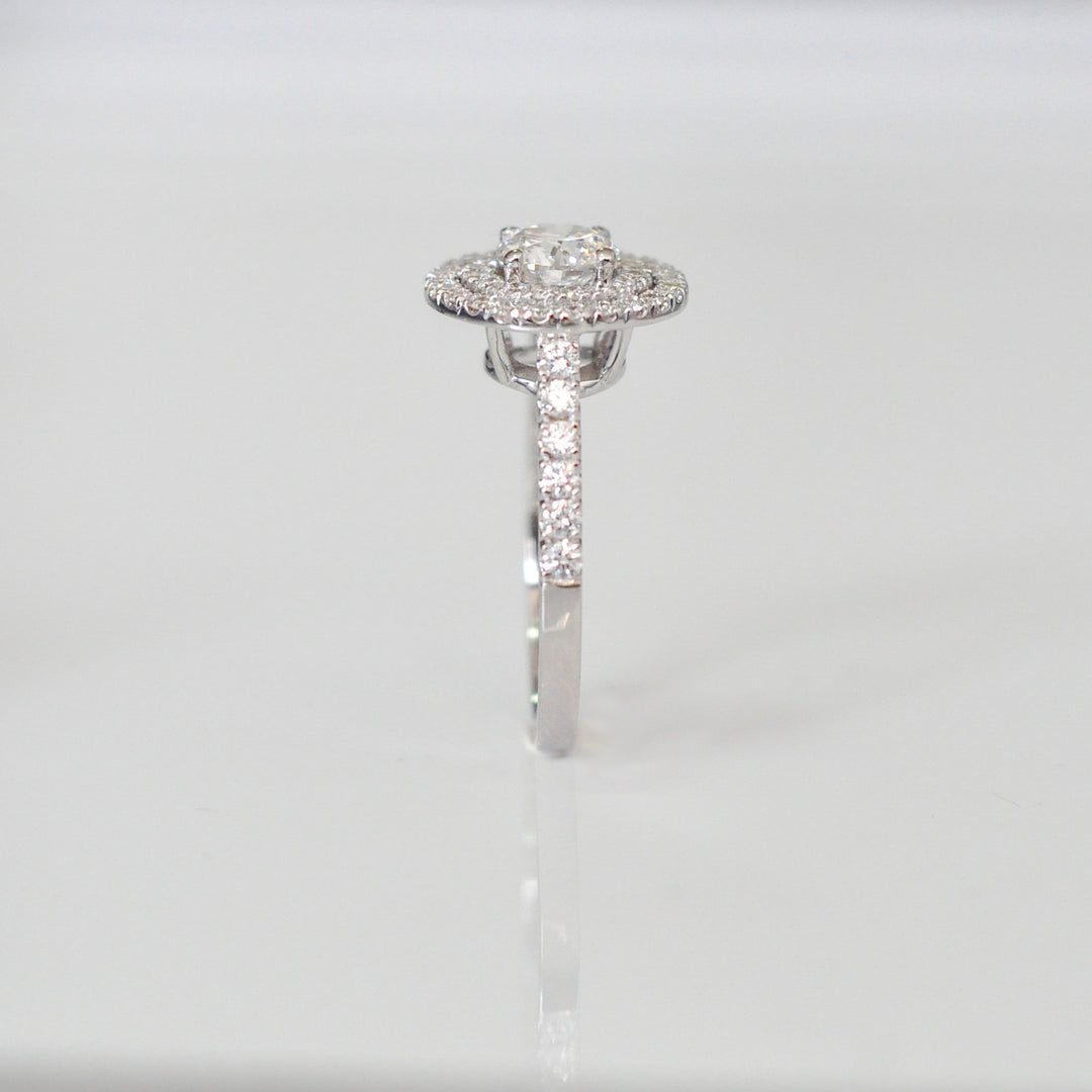 White gold diamonds  (1.4 ct tw) double halo ring