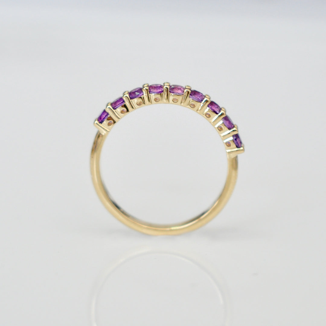 PURPLE AMETHYST HALF ETERNITY RING
