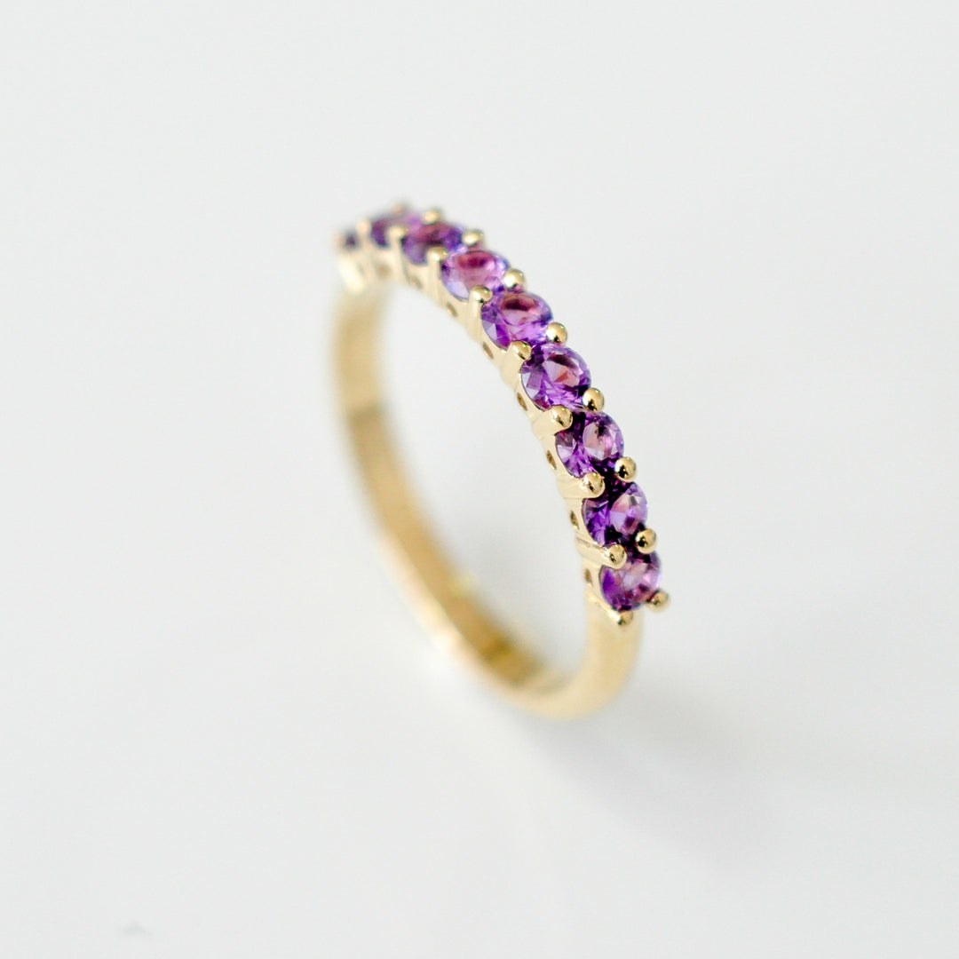 PURPLE AMETHYST HALF ETERNITY RING